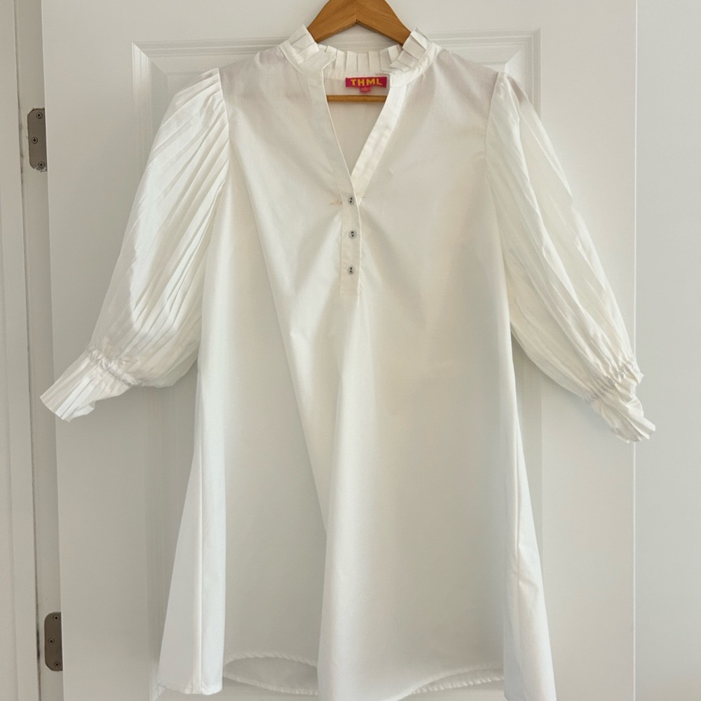 White Pleated Sleeve Blouse